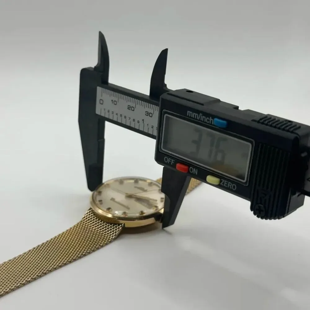 Vintage Mido Commander Estelaris Datoday Gold Tone Mesh Bracelet Watch 0583
